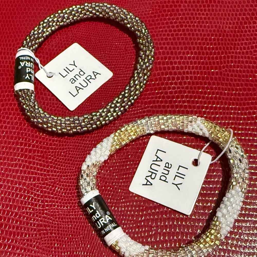 LILY AND LAURA Brown and Gold Beaded Bracelets
